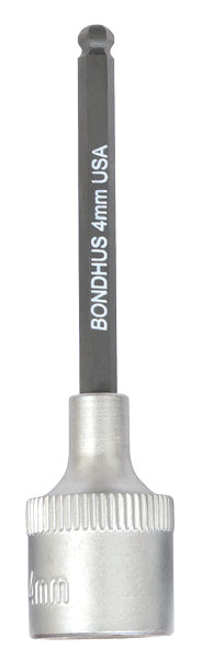 BONDHUS 4mm 2" (50mm) ProHold BallEnd InHex Bit & 3/8" Socket, 43460
