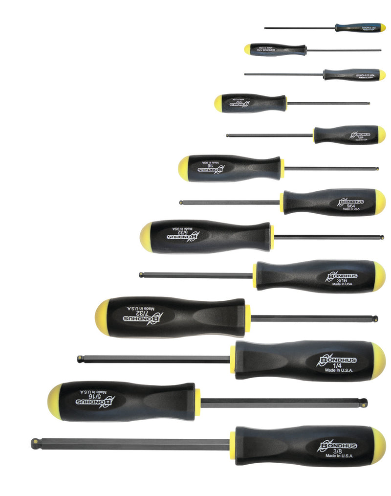 BONDHUS PBSX13 Prohold BallEnd Hex Screwdriver 13pcs Imperial Set 0.050"-3/8", 74637