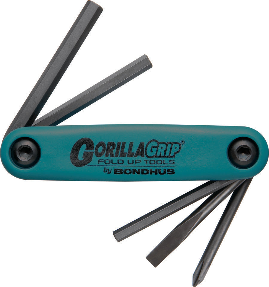 BONDHUS Gorilla Grip Hex fold up 5pcs Key Set PH/SLOT/Hex HFU5, 12540