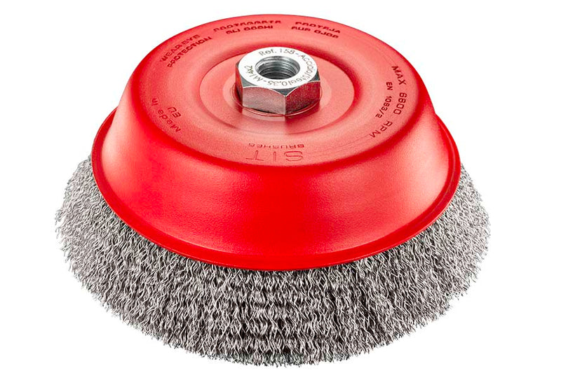 SITBRUSH T150 150mm Crimped 0.35 Wire Cup Brush For Angle Grinder 7/8", 0158