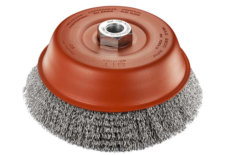 SITBRUSH T150 150mm Crimped 0.35 Wire Cup Brush For Angle Grinder 7/8", 0158