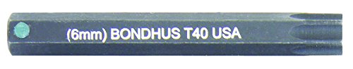 BONDHUS T40 Torx ProHold InHex 2" Socket Bit, TX40, 32040