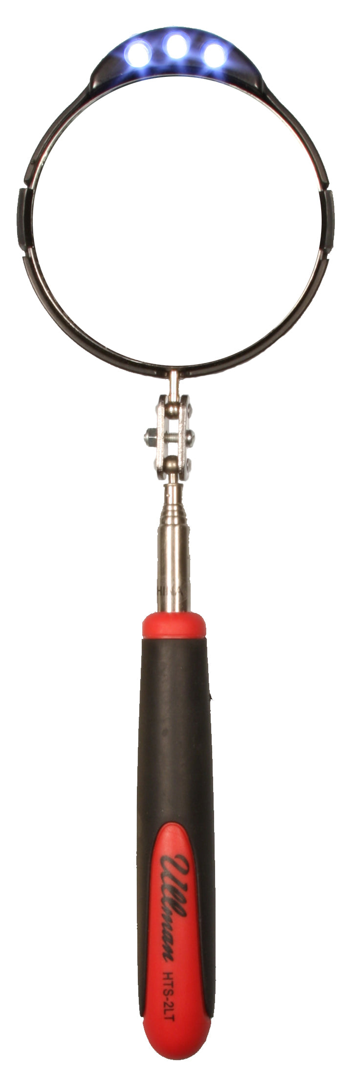 ULLMAN HTS-2LT Round 3-3/8" Telescopic LED Lighted Inspection Mirror, HTS-2LT