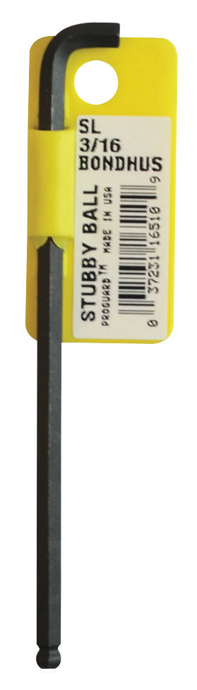 BONDHUS SBL3/16 Stubby BallEnd Hex Key 3/16", 16510