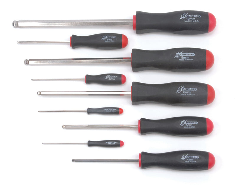 BONDHUS BSX9MB BriteGuard BallEnd Driver Hex 9pcs Metric Set 1.5mm-10mm, 16699