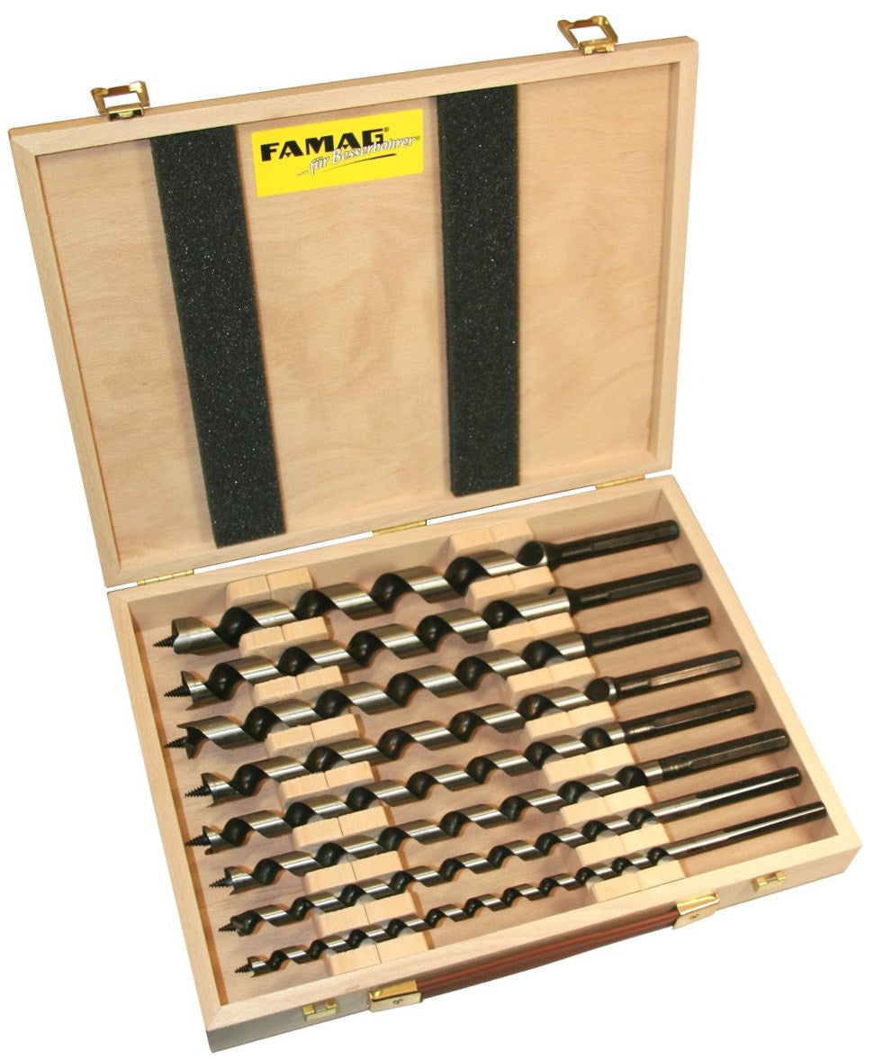 FAMAG Lewis Auger Bit set of 8pcs OAL 320mm in wooden case, 1410303