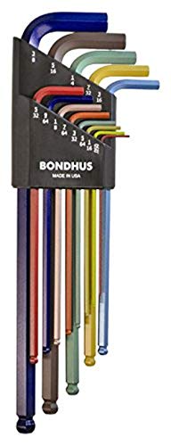 BONDHUS BLX13XLCG ColourGuard BallEnd Hex Key 13pcs Imperial Set 0.050"-3/8", 69637