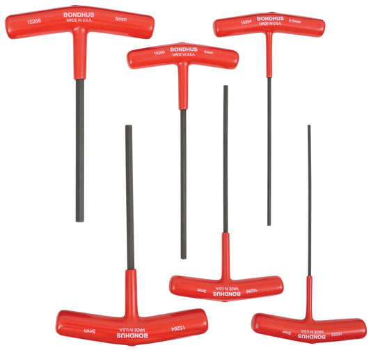 BONDHUS HTX60M-6 T-Handle 6" Hex Driver 6pcs Metric Set 2mm-6mm, 15248