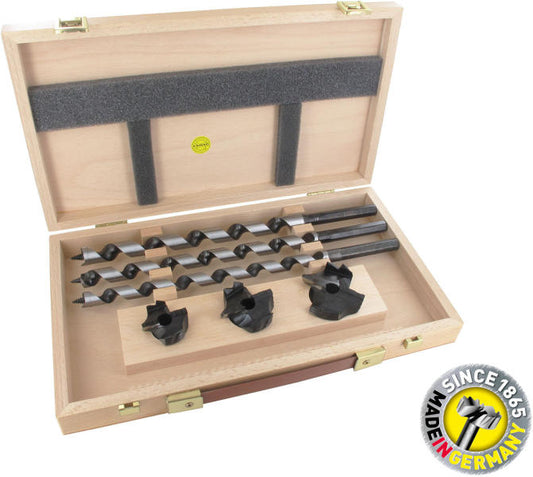 FAMAG 6pcs Lewis Auger Bits OAL 235mm & Bormax Countersink Set in Wooden Box, 1411200