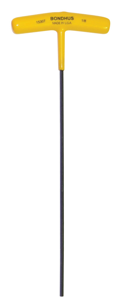 BONDHUS 1/8" T-Handle 9" Hex Driver, 15307