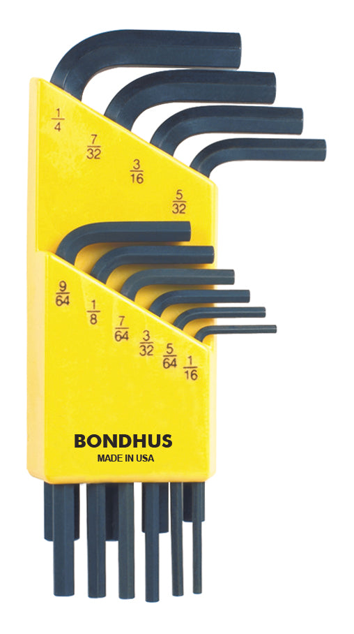 BONDHUS HLX10S Hex Key 10pcs Imperial Set 1/16"-1/4", 12238