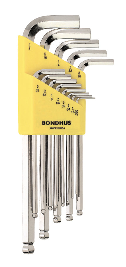 BONDHUS BLX13B BriteGuard BallEnd Hex Key 13pcs Imperial Set 0.050"-3/8", 16937