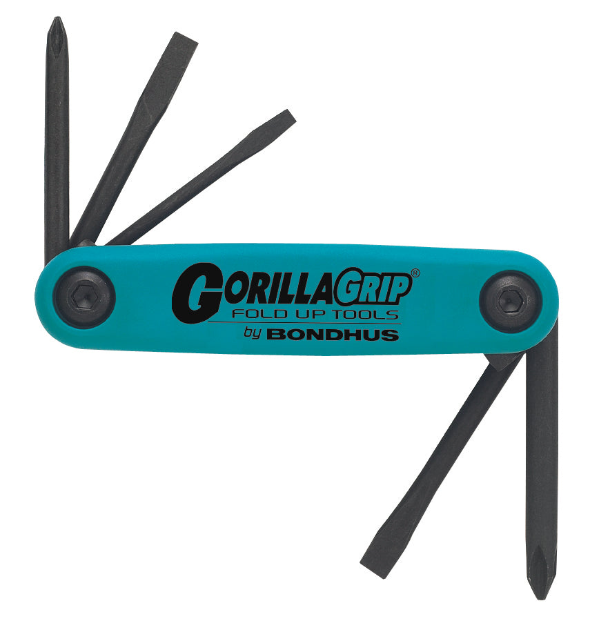 BONDHUS Gorilla Grip Hex fold up 5pcs Key Set PH/SLOT/AWL AFU5, 12545