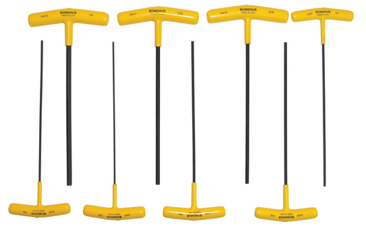 BONDHUS HTX80-9 T-Handle 9" Hex Driver 8pcs Imperial Set 3/32"-1/4", 15332