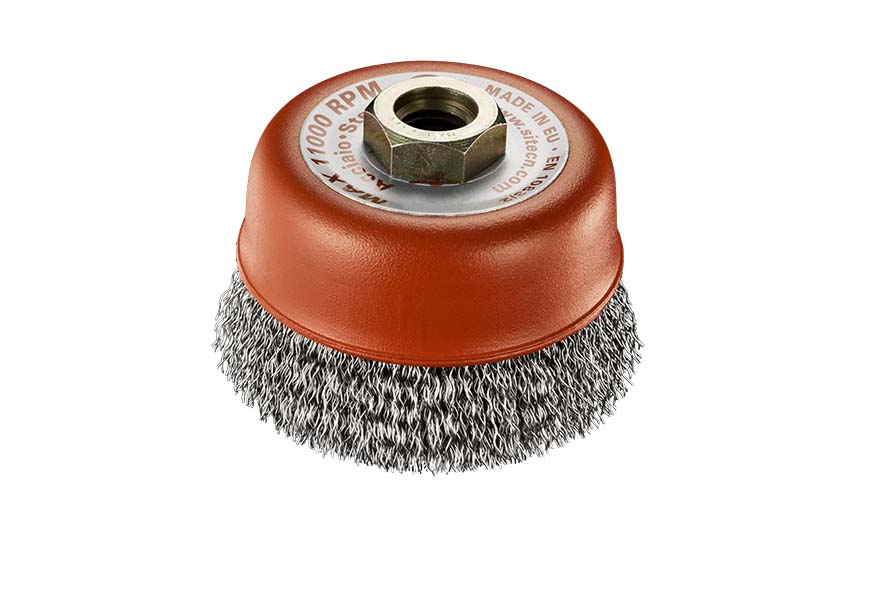 SITBRUSH T60 60mm Crimped 0.35 Wire Cup Brush For Angle Grinder M14, 0125