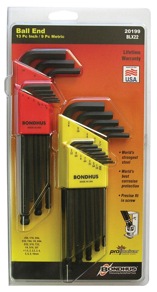 BONDHUS BLX22 Double Pack BallEnd Hex Key Set BLX9mm & BLX13, 20199