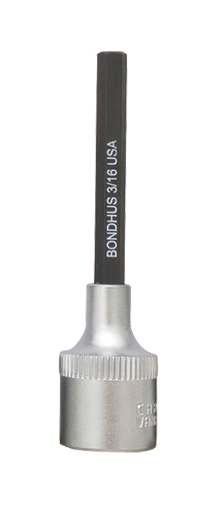 BONDHUS 3/16" 2" (50mm) ProHold InHex Bit 3/8" Socket, 3/16", 43210