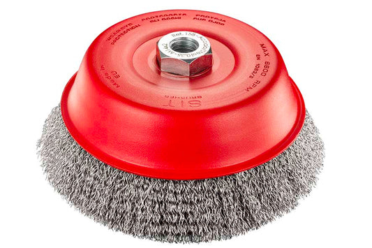 SITBRUSH T150 150mm Crimped 0.5 Wire Cup Brush For Angle Grinder M14, 0159