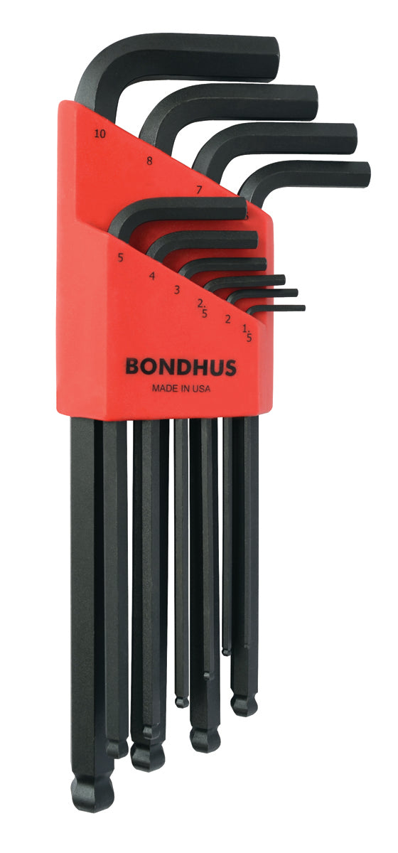 BONDHUS BLX10M BallEnd Hex Key 10pcs Metric Set, 1.5mm-10mm 10990