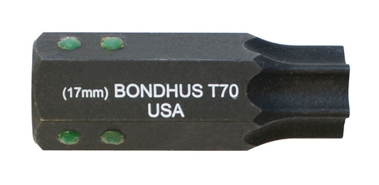 BONDHUS T70 Torx ProHold InHex 2" Socket Bit, TX70, 32070