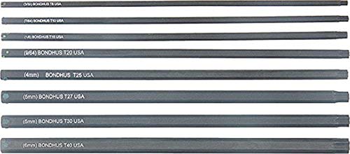 BONDHUS PHTX8-6 Torx ProHold InHex Bits 8pcs Torx Set TX8-TX40, 34032