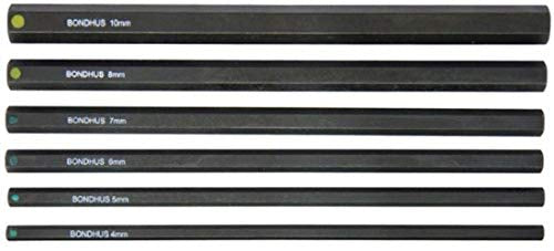 BONDHUS PHX6M-6 ProHold InHex Bits 6pcs Metric Set 4mm-10mm, 6" - 150mm, 33646