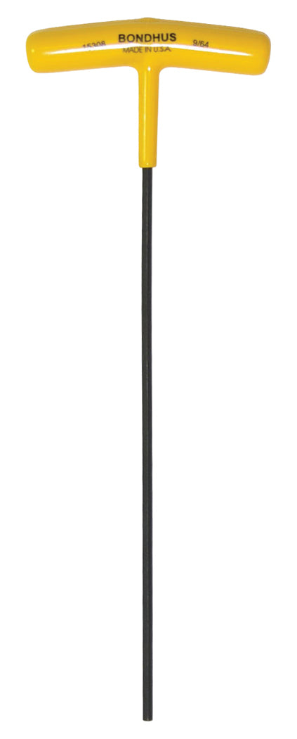 BONDHUS 9/64" T-Handle 9" Hex Driver, 15308