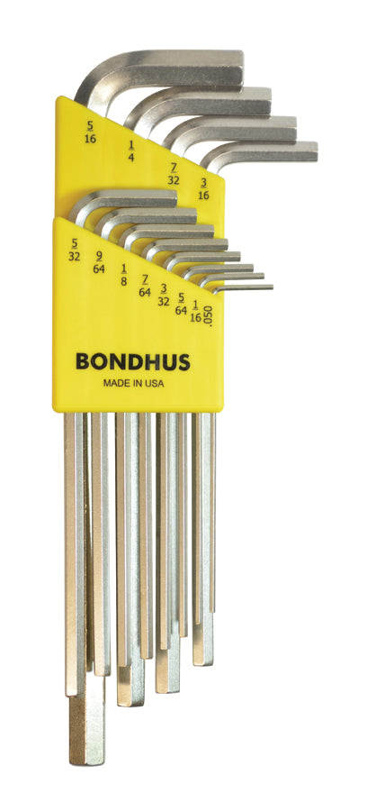 BONDHUS HLX12B BriteGuard Hex Key 12pcs Imperial Set 0.050"-5/16", 16136