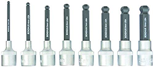 BONDHUS PHBX8M/S-2 2" (50mm) ProHold BallEnd InHex Sockets & Bits 8pcs Metric Set 3mm-10mm, 43487