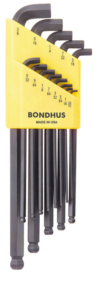 BONDHUS SBLX13 Stubby BallEnd Hex Key 13pcs Imperial Set 0.050"-3/8", 16537