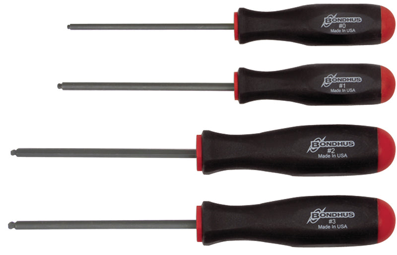 BONDHUS BRX4 Square Ball Driver Hex 4pcs Set, 11640