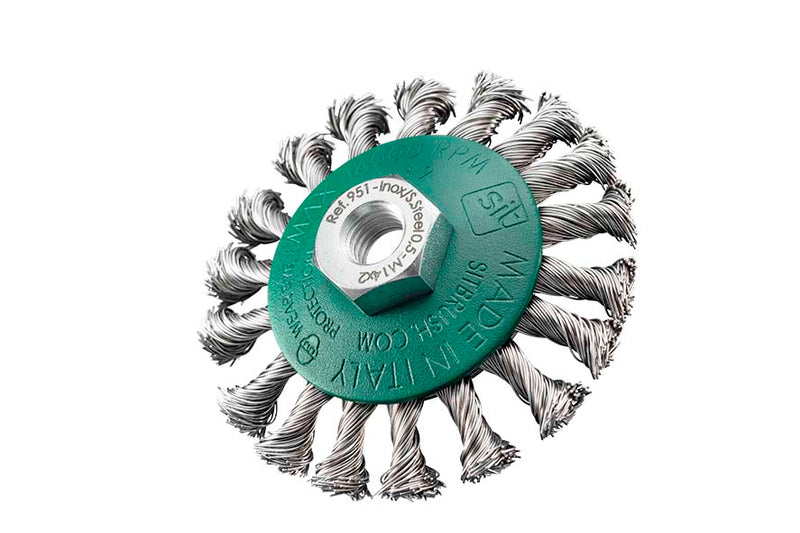 SITBRUSH CZ95 95mm Twist Knot Bevel Brush 0.5 Stainless Steel For Angle Grinder M10, 0949