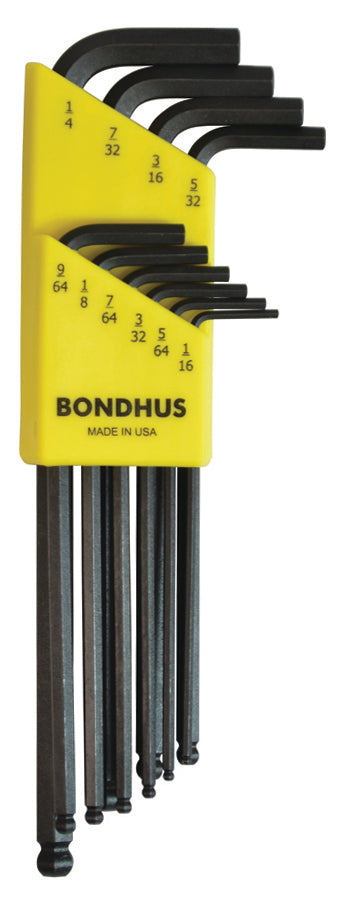 BONDHUS BLX10 BallEnd Hex Key 10pcs Imperial Set 1/16"-1/4", 10938