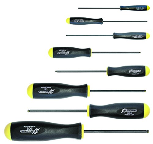 BONDHUS PBSX8S Prohold BallEnd Hex Screwdriver 8pcs Imperial Set 0.050"-5/32", 74632