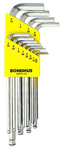 BONDHUS BLX12B BriteGuard BallEnd Hex Key 12pcs Imperial Set 0.050"-5/16", 16936