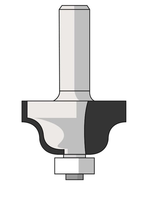 FAMAG Profile cutter Bit (Roman ogee), high quality carbide tipping, with changeable ball bearing guide on the face side, shank Ø8mm cutting Ø 25.4mm, 3113825
