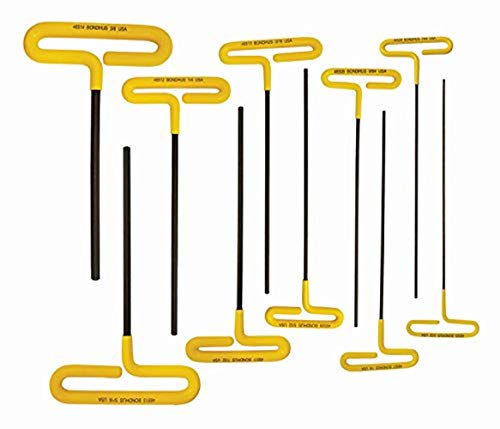 BONDHUS CTHX10-9 T-Handle Hex Cushion Grip 9" 10pcs Imperial Set 3/32"-3/8" , 46538