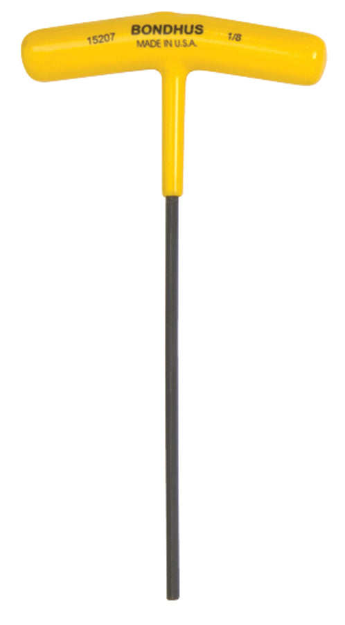 BONDHUS 1/8" T-Handle 6" Hex Driver, 15207