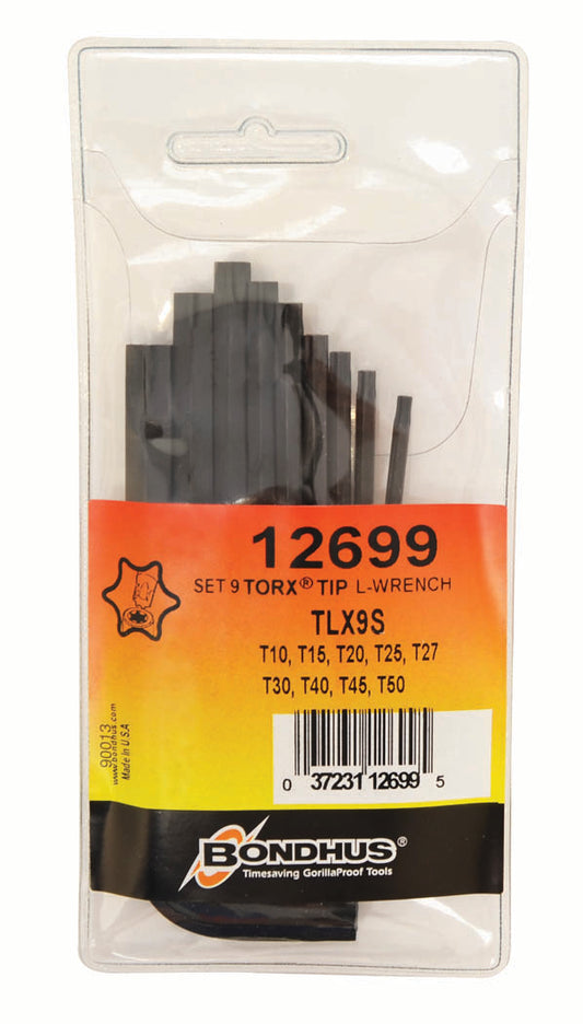 BONDHUS TLX9s 9pcs Torx Key Set T10-T50, 12699