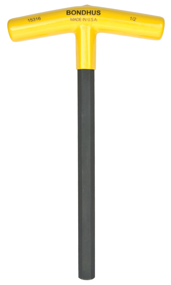 BONDHUS 3/8" T-Handle 9" Hex Driver, 15314