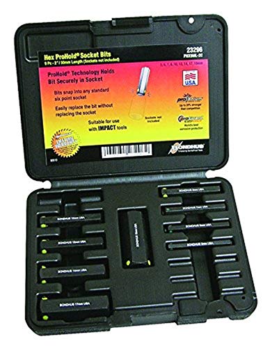 BONDHUS PHX9ML-2C ProHold InHex Bits Only 9pcs Metric Set 5mm-19mm, 23296