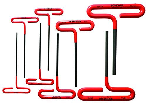 BONDHUS HTX80M T-Handle Hex Cushion Grip 6" 8pcs Metric Set 2mm-10mm, 46487