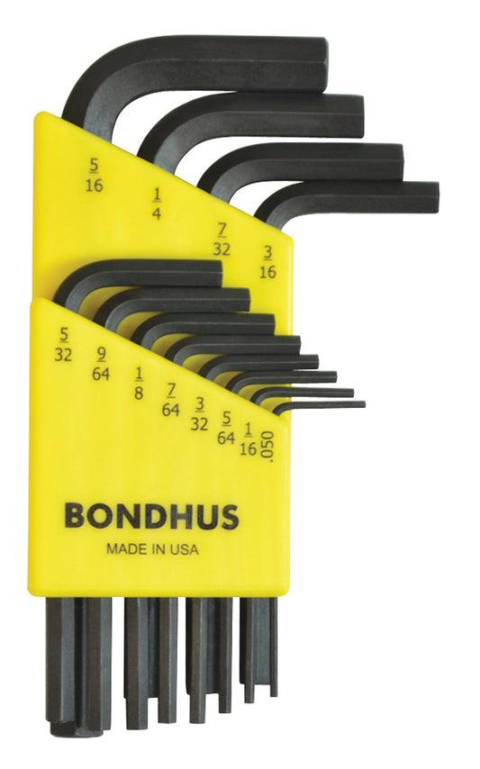 BONDHUS HLX12S Hex Key 12 pcs Imperial Set 0.050"-5/16", 12236