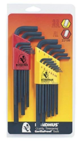 BONDHUS HLX22 Dual Pack Hex Key 22pcs Set HLX9L+HLX13L, 22199