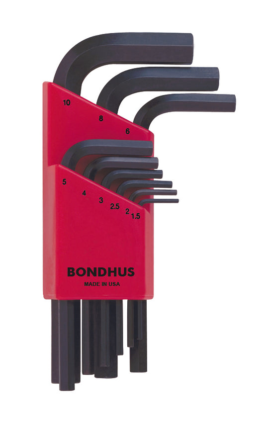 BONDHUS HLX9MS Hex Key 9pcs Metric Set 1.5mm-10mm 12299