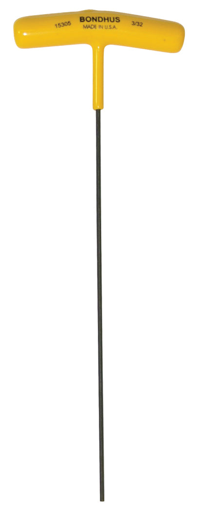 BONDHUS 3/32" T-Handle 9" Hex Driver, 15305
