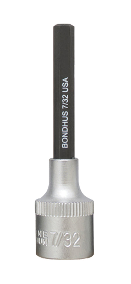 BONDHUS 7/32" 2" (50mm) ProHold InHex Bit 3/8" Socket, 7/32", 43211
