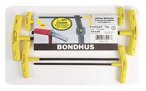 BONDHUS PBTX60 T-Handle Prohold BallEnd Hex Key 6pcs Imperial Set 5/32"-3/8", 75146