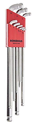 BONDHUS SDBLX9MBXL BriteGuard Stubby Double BallEnd Hex 9pcs Metric Set 1.5mm-10mm, 77099