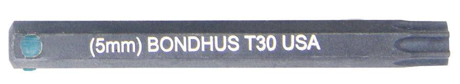BONDHUS T30 Torx ProHold InHex 2"Socket Bit, TX30, 32030